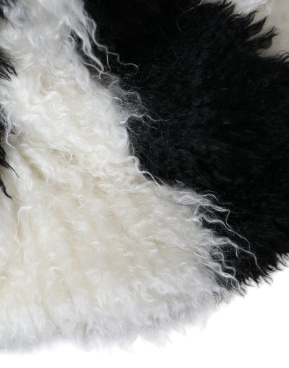 Dolce & Gabbana Black White Stripes Mohair Fur Bucket Hat