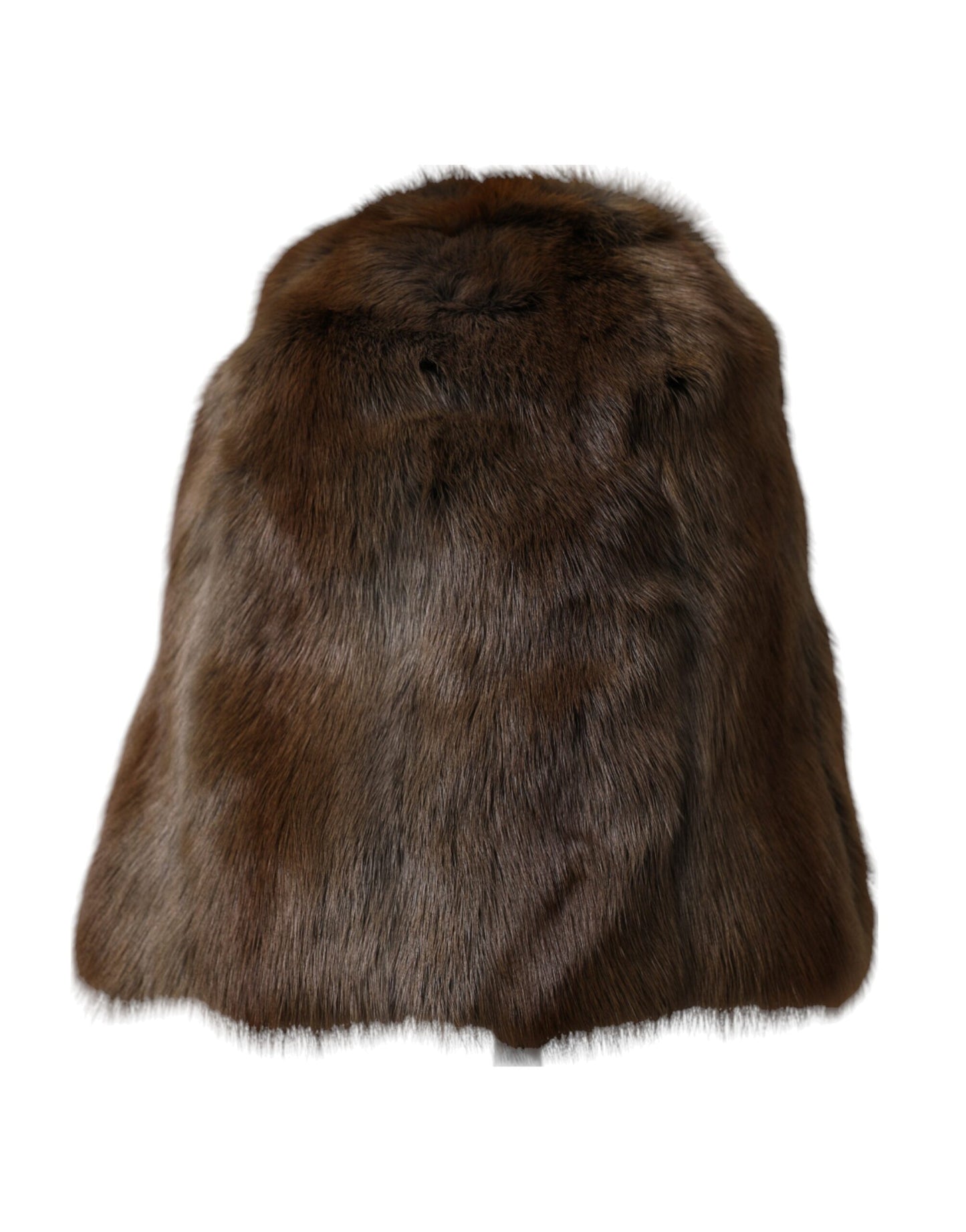 Dolce &amp; Gabbana Brown Weasel Fur Dame Cashmere Hat Beanie