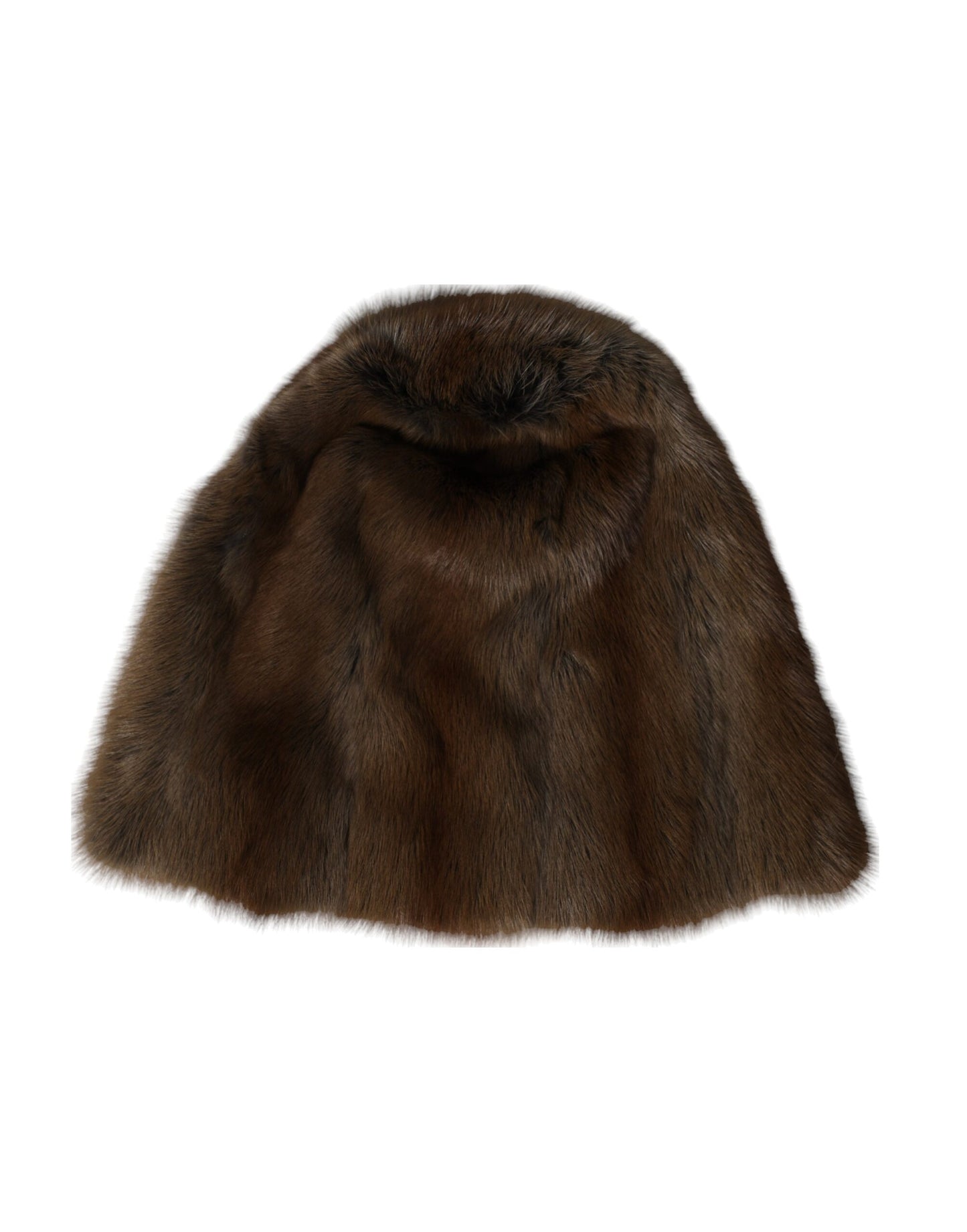 Dolce &amp; Gabbana Brown Weasel Fur Dame Cashmere Hat Beanie