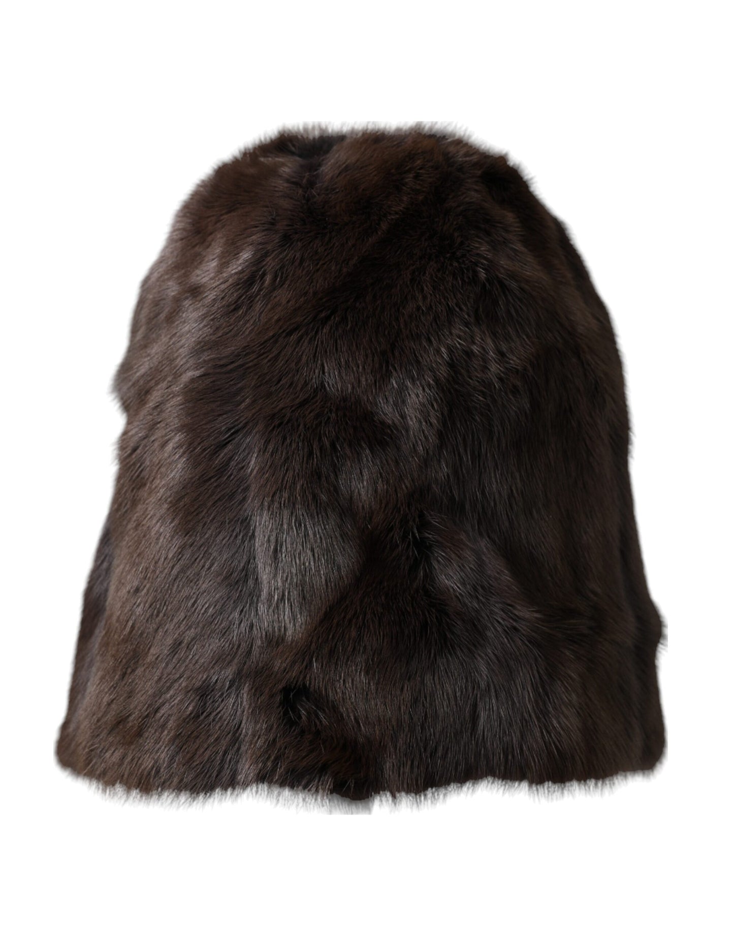 Dolce &amp; Gabbana Brown Weasel Fur Dame Cashmere Hat Beanie