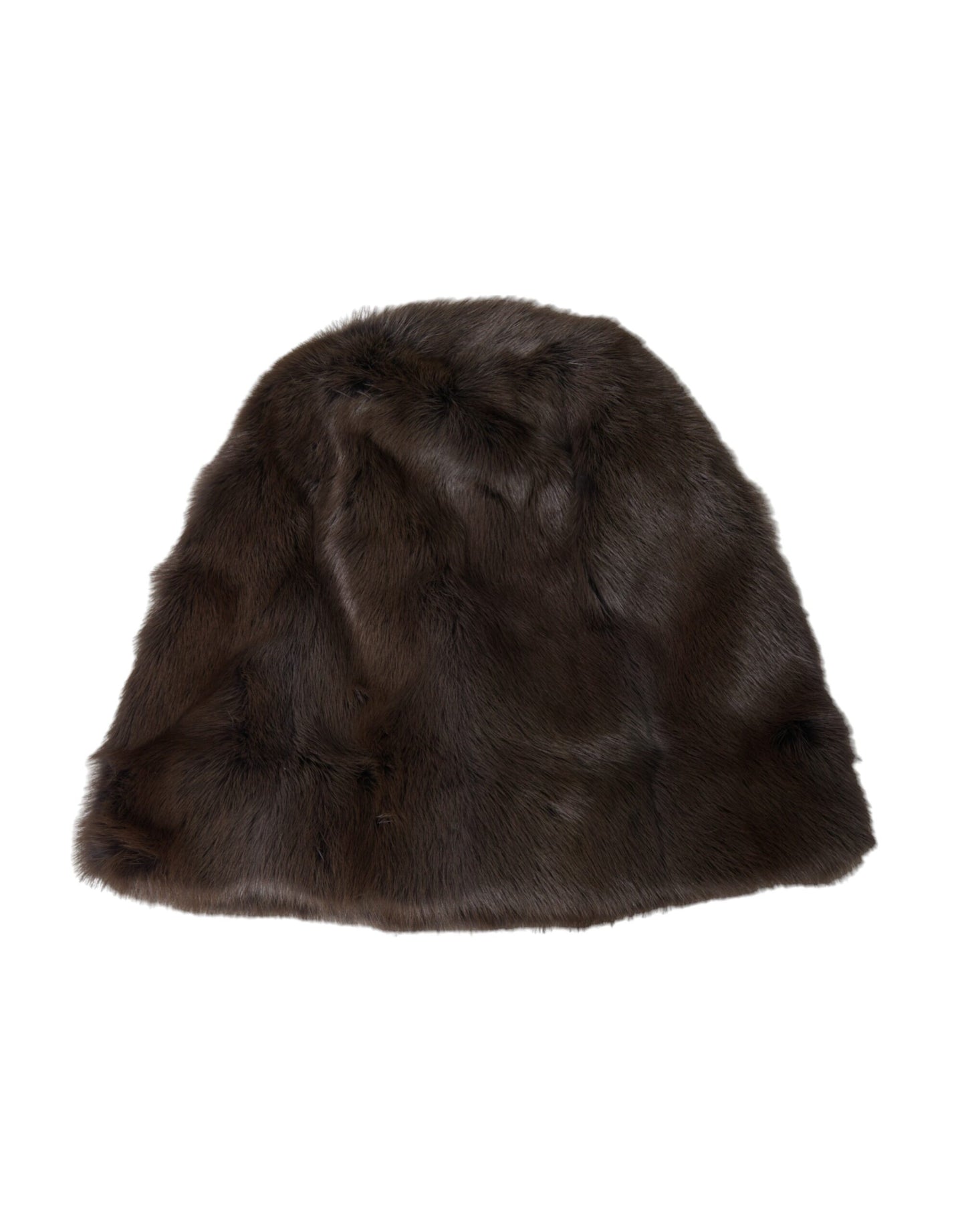 Dolce &amp; Gabbana Brown Weasel Fur Dame Cashmere Hat Beanie