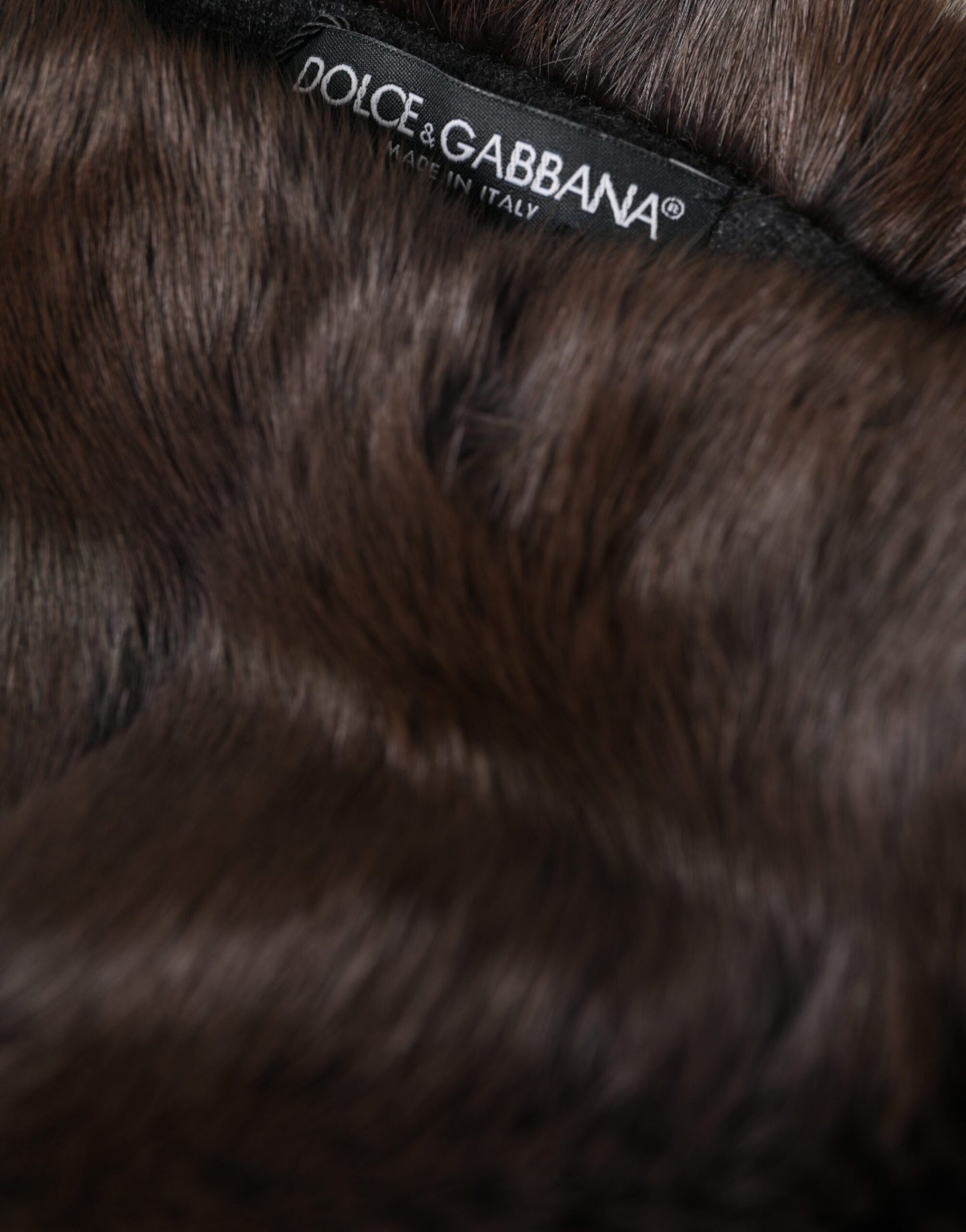 Dolce &amp; Gabbana Brown Weasel Fur Dame Cashmere Hat Beanie