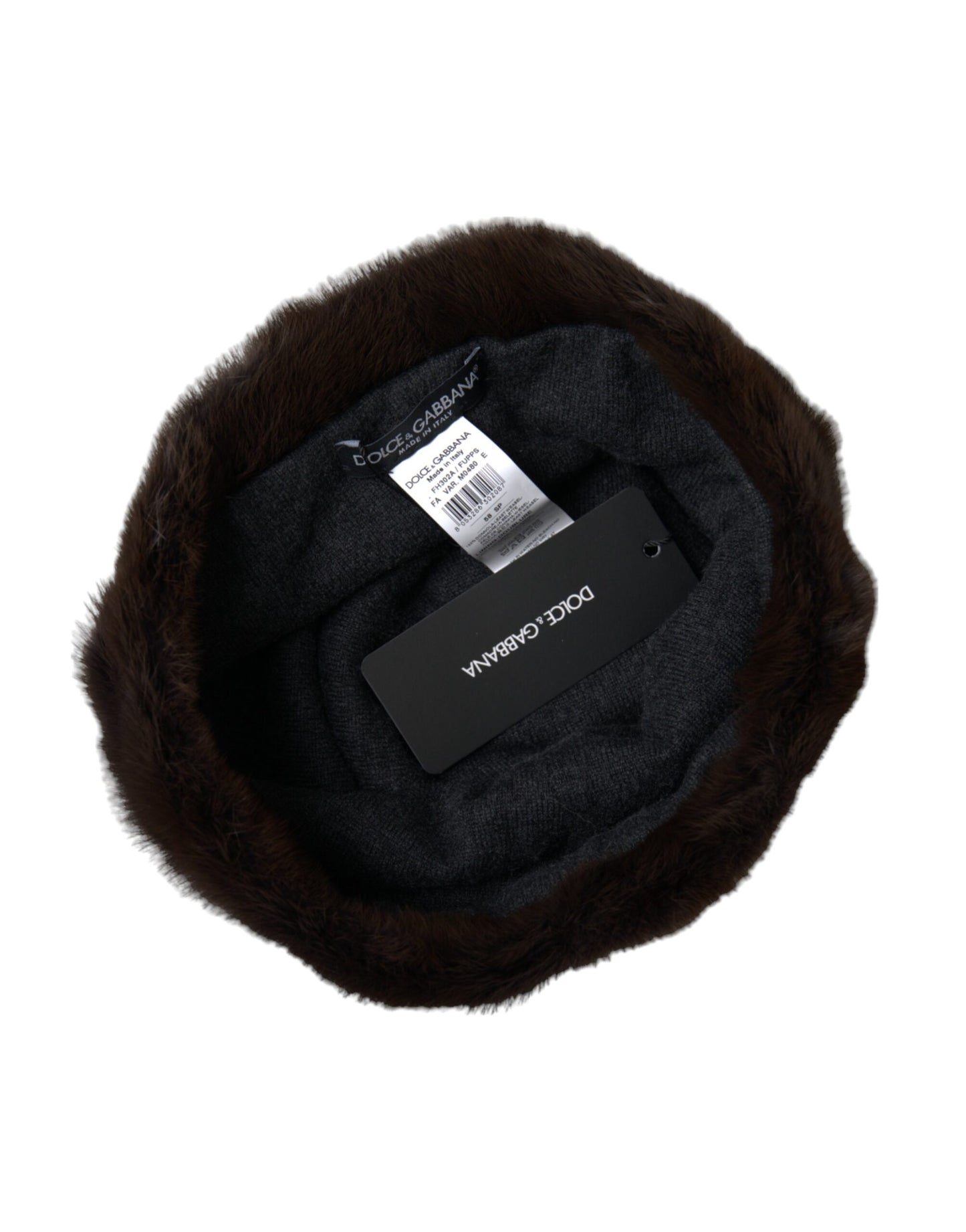 Dolce &amp; Gabbana Brown Weasel Fur Dame Cashmere Hat Beanie