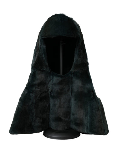 Dolce &amp; Gabbana Sort Væselpels Helhoved Wrap Hat
