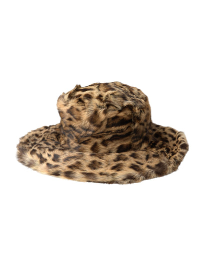 Dolce &amp; Gabbana Brun Leopard Pels Dame Bucket Hat