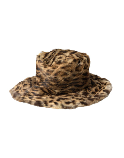 Dolce &amp; Gabbana Brun Leopard Pels Dame Bucket Hat