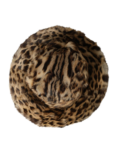 Dolce &amp; Gabbana Brun Leopard Pels Dame Bucket Hat