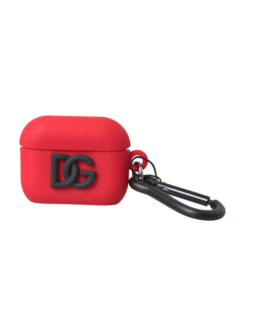 Dolce &amp; Gabbana Red Silikone Rubber Logo Præget Airpods etui