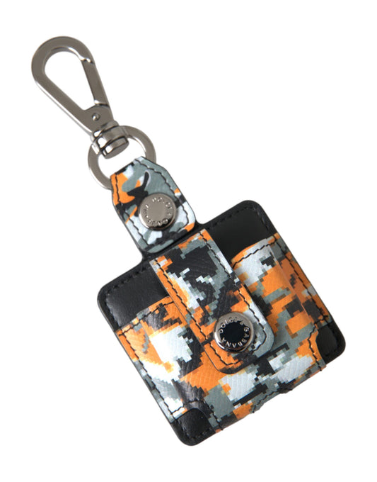 Dolce &amp; Gabbana Multicolor Camouflage Print Læder Logo Metal Airpods etui