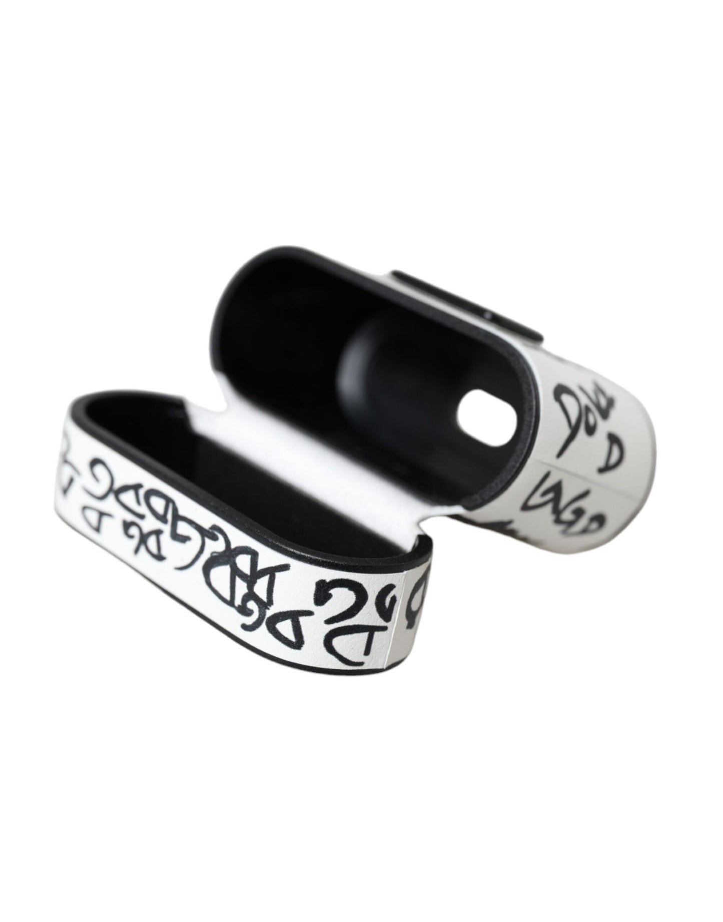 Dolce &amp; Gabbana Black White Læder Scribble Logo Airpods etui