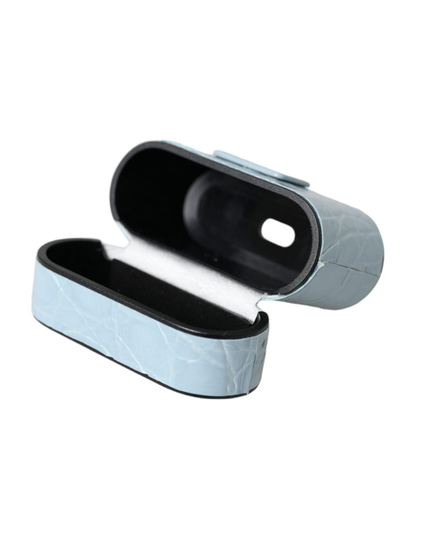 Dolce &amp; Gabbana Light Blue Læder Metal Logo Plaque Airpods etui