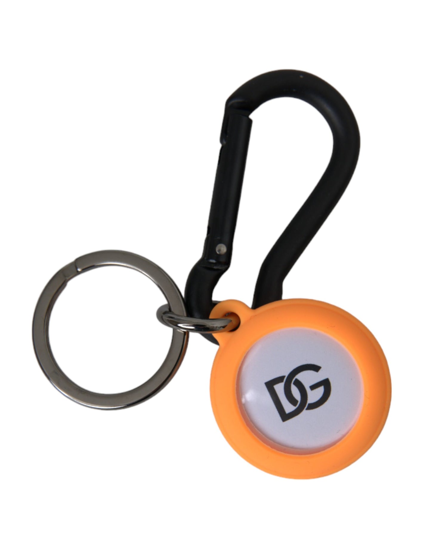 Dolce &amp; Gabbana Orange Rubber DG Logo Rund Messing Metal Nøglering Nøglering