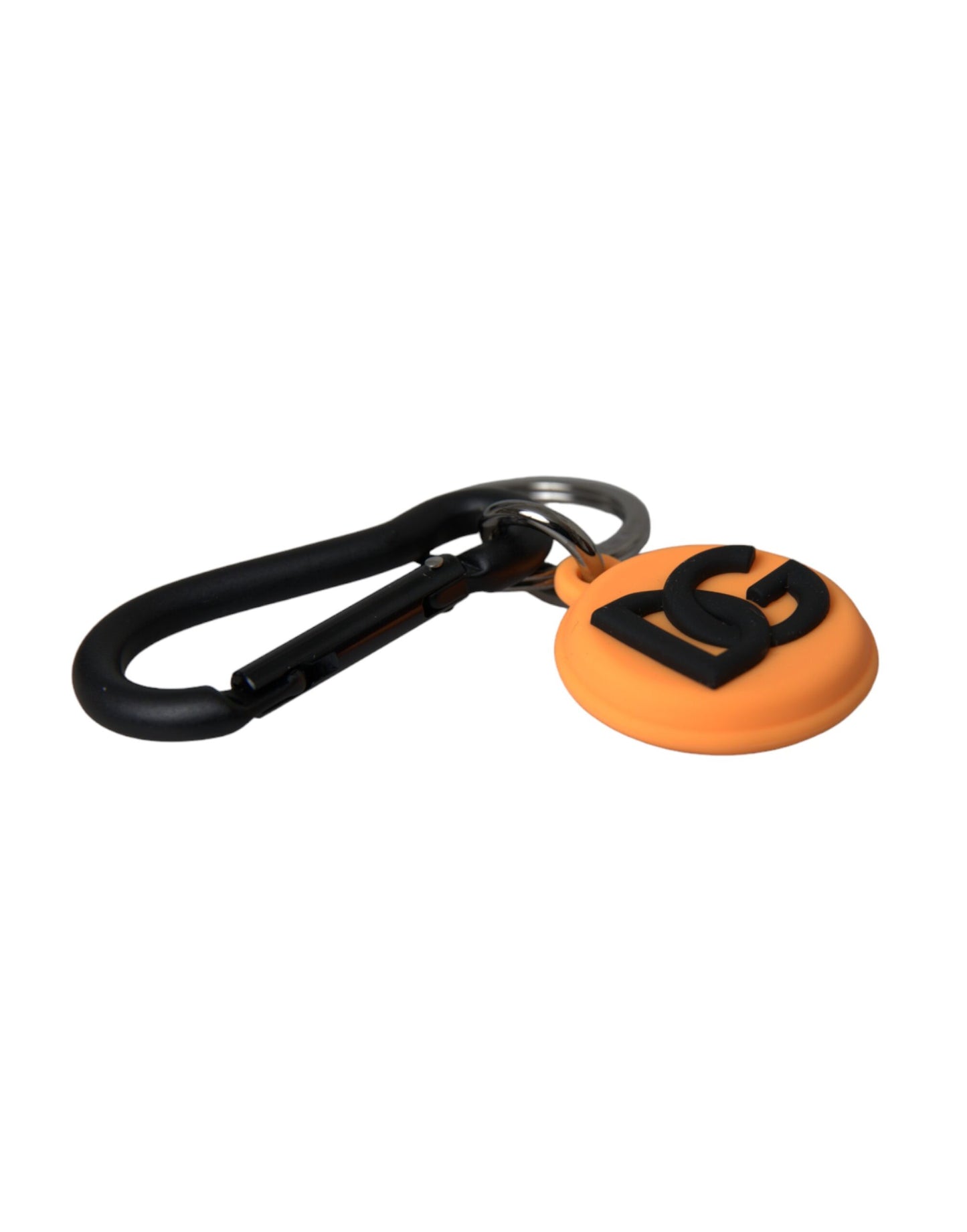 Dolce &amp; Gabbana Orange Rubber DG Logo Rund Messing Metal Nøglering Nøglering