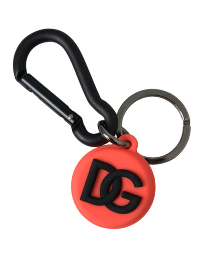 Dolce &amp; Gabbana Rød Orange Rubber DG Logo Rund Metal Nøglering Nøglering