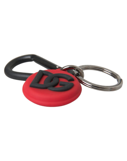 Dolce &amp; Gabbana Red Rubber DG Logo Rund Metal Messing Nøglering Nøglering