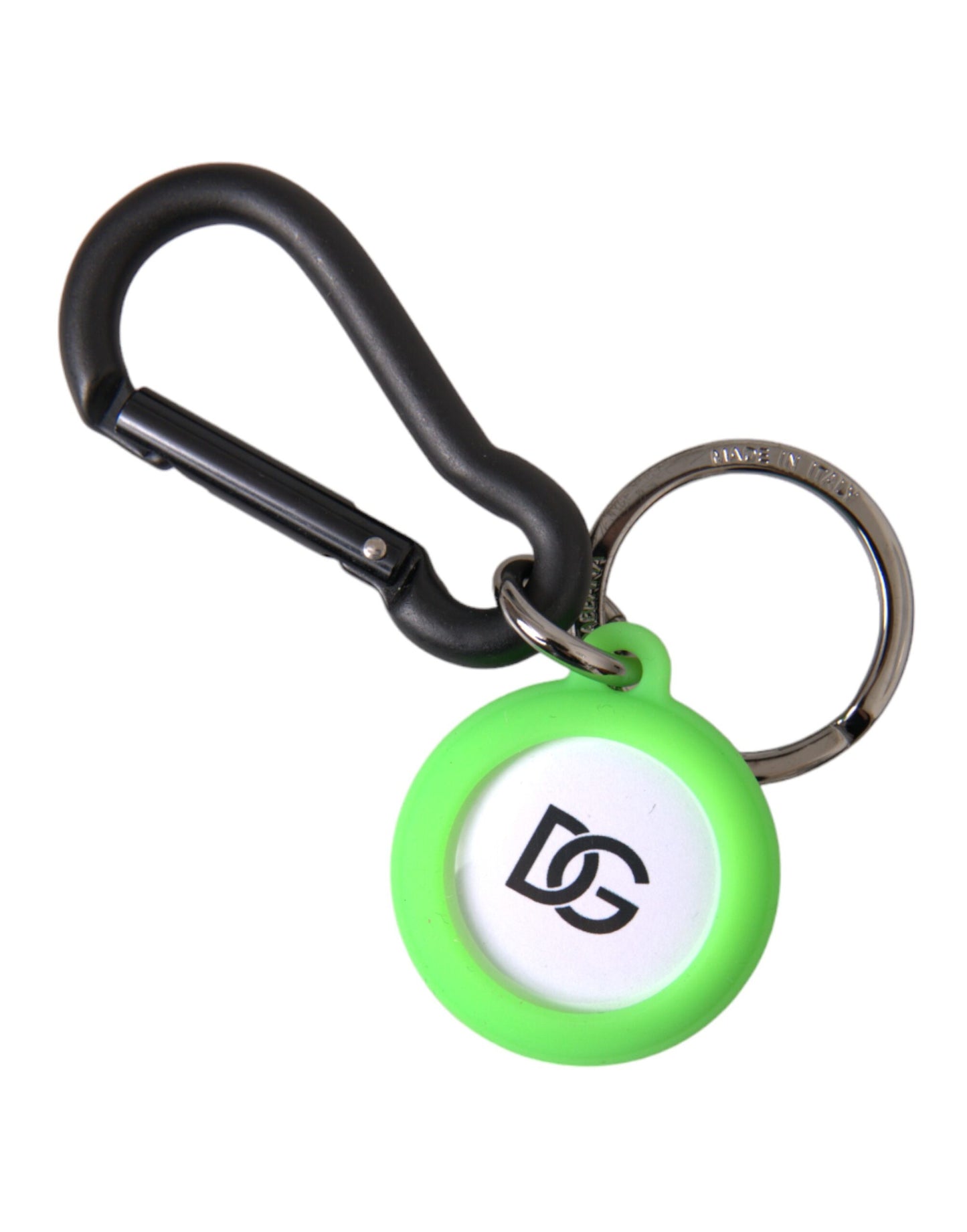 Dolce &amp; Gabbana Green Rubber DG Logo Rund Messing Metal Nøglering Nøglering