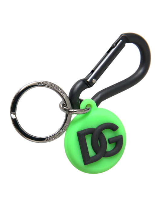 Dolce &amp; Gabbana Green Rubber DG Logo Rund Messing Metal Nøglering Nøglering