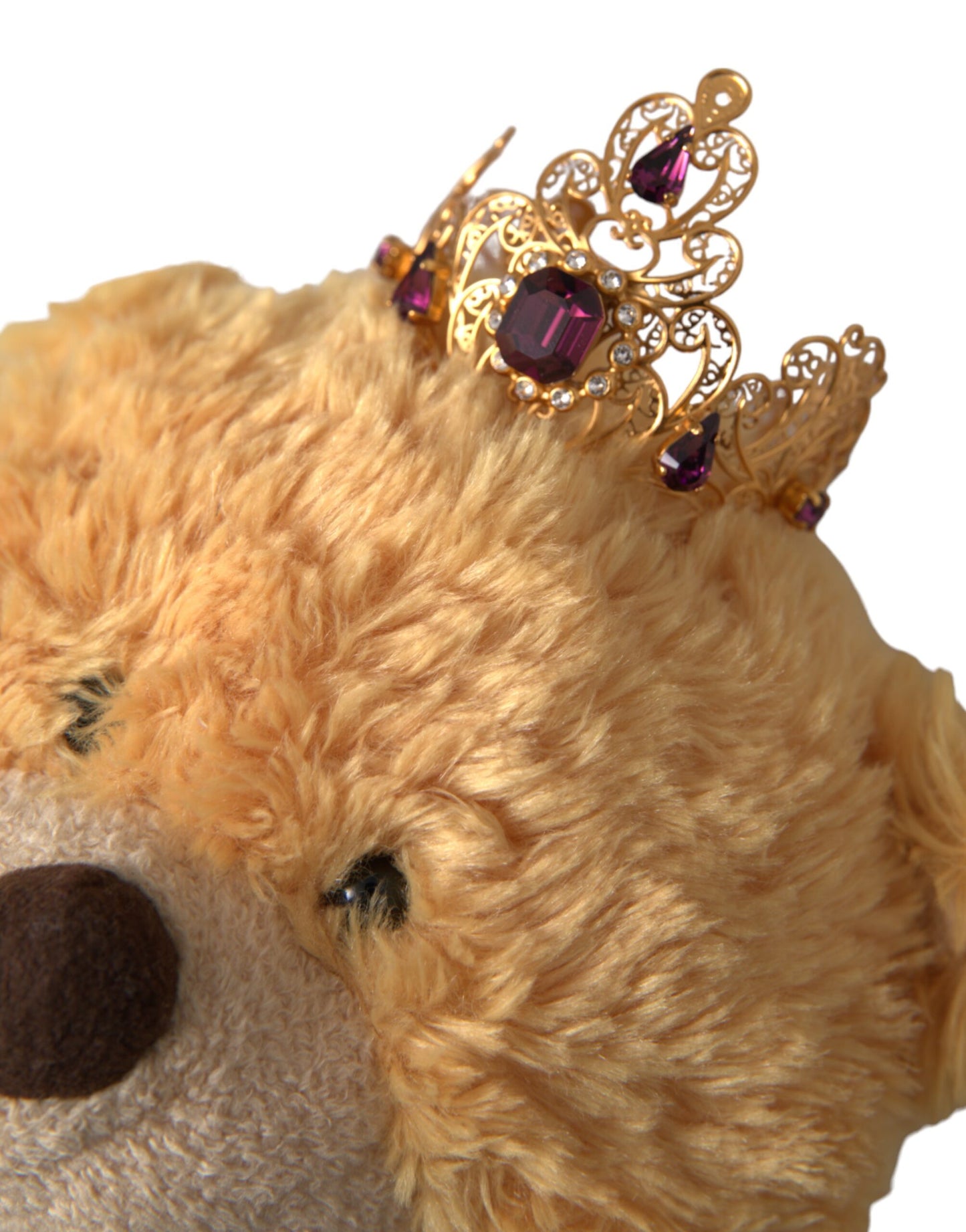 Dolce &amp; Gabbana Brun Bamse Guld Krystal Krone Hårbånd Diadem