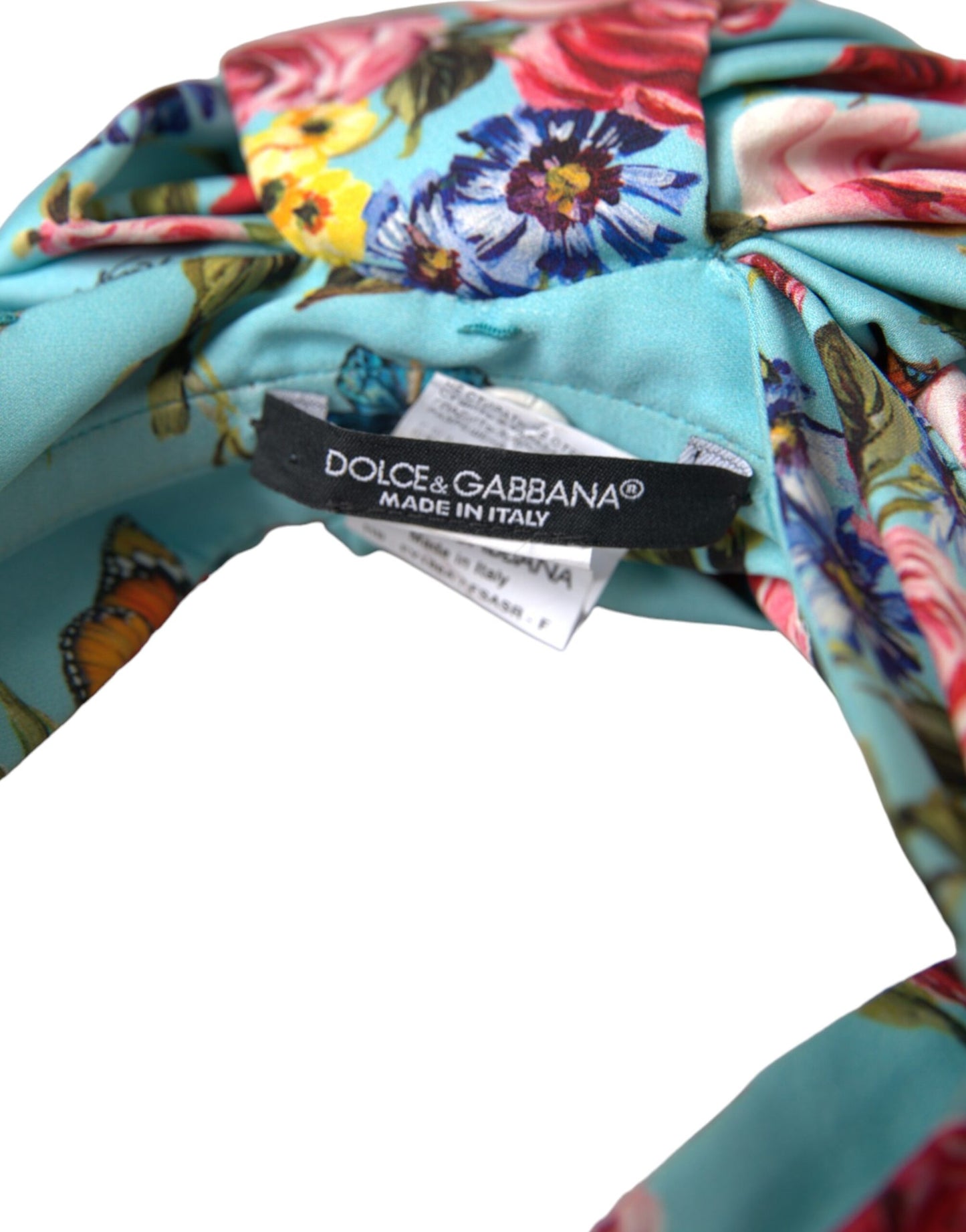 Dolce &amp; Gabbana turkis blomsterapplikation silke dame pandebånd Diadem