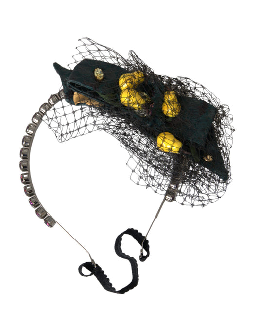 Dolce &amp; Gabbana Black Lemons Sicily Lilla Crystal Net Pandebånd Diadem