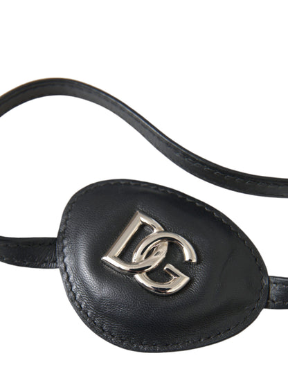 Dolce &amp; Gabbana sort kalveskindslæder Metal DG Logo øjenlap