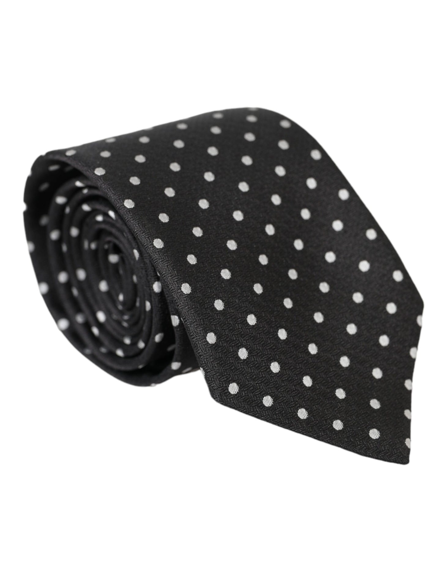 Dolce &amp; Gabbana Black White Polka Dots 100% Silke Necktie ansigtsmaske