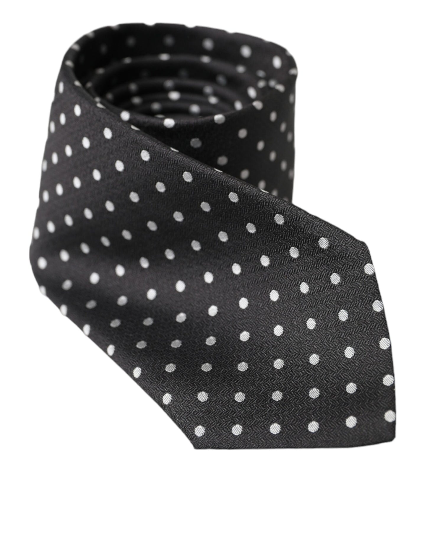 Dolce &amp; Gabbana Black White Polka Dots 100% Silke Necktie ansigtsmaske