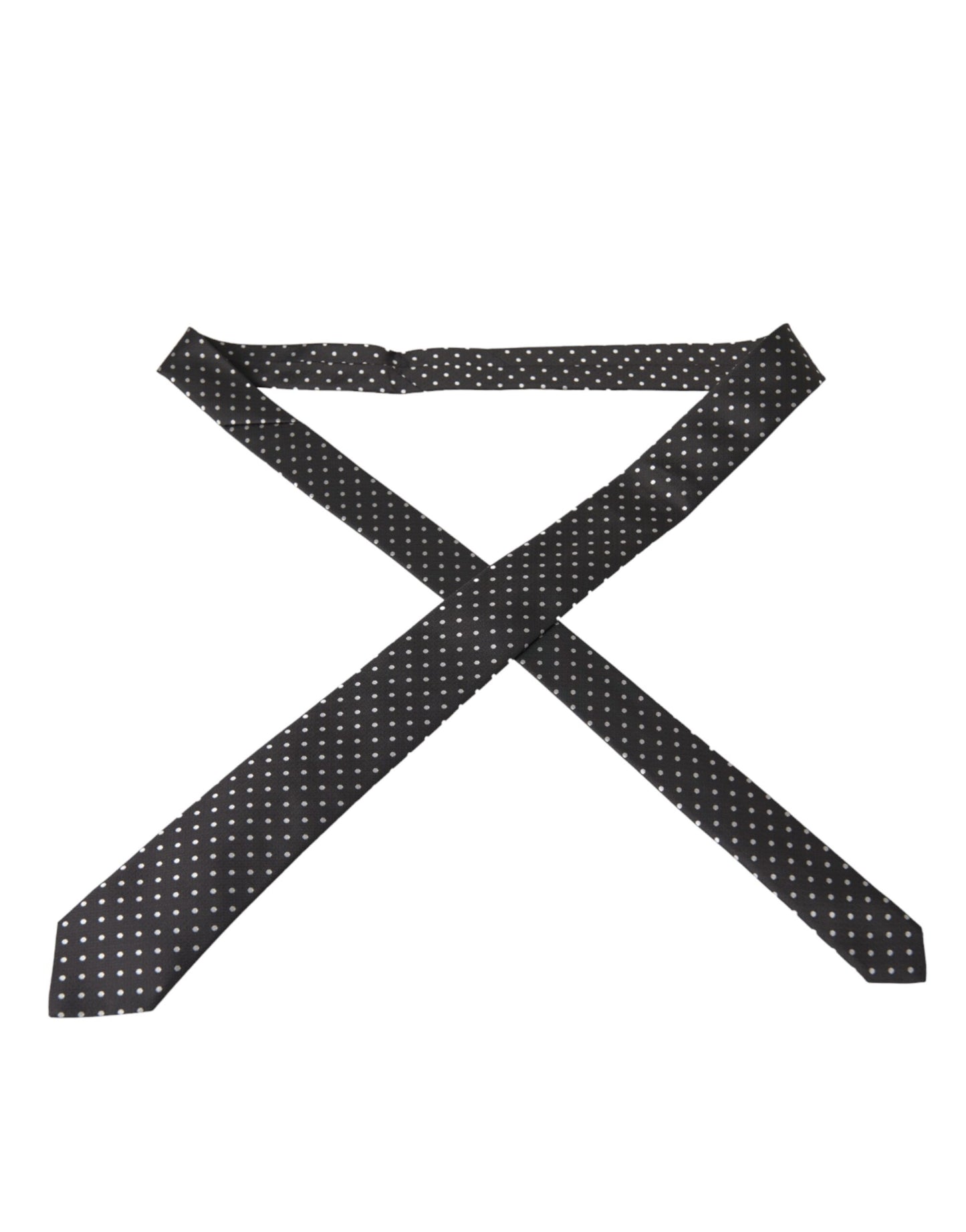 Dolce &amp; Gabbana Black White Polka Dots 100% Silke Necktie ansigtsmaske