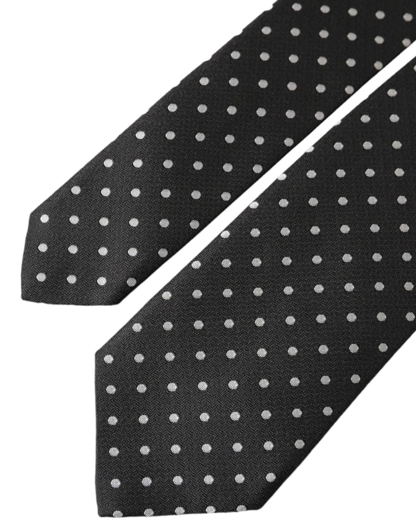 Dolce &amp; Gabbana Black White Polka Dots 100% Silke Necktie ansigtsmaske