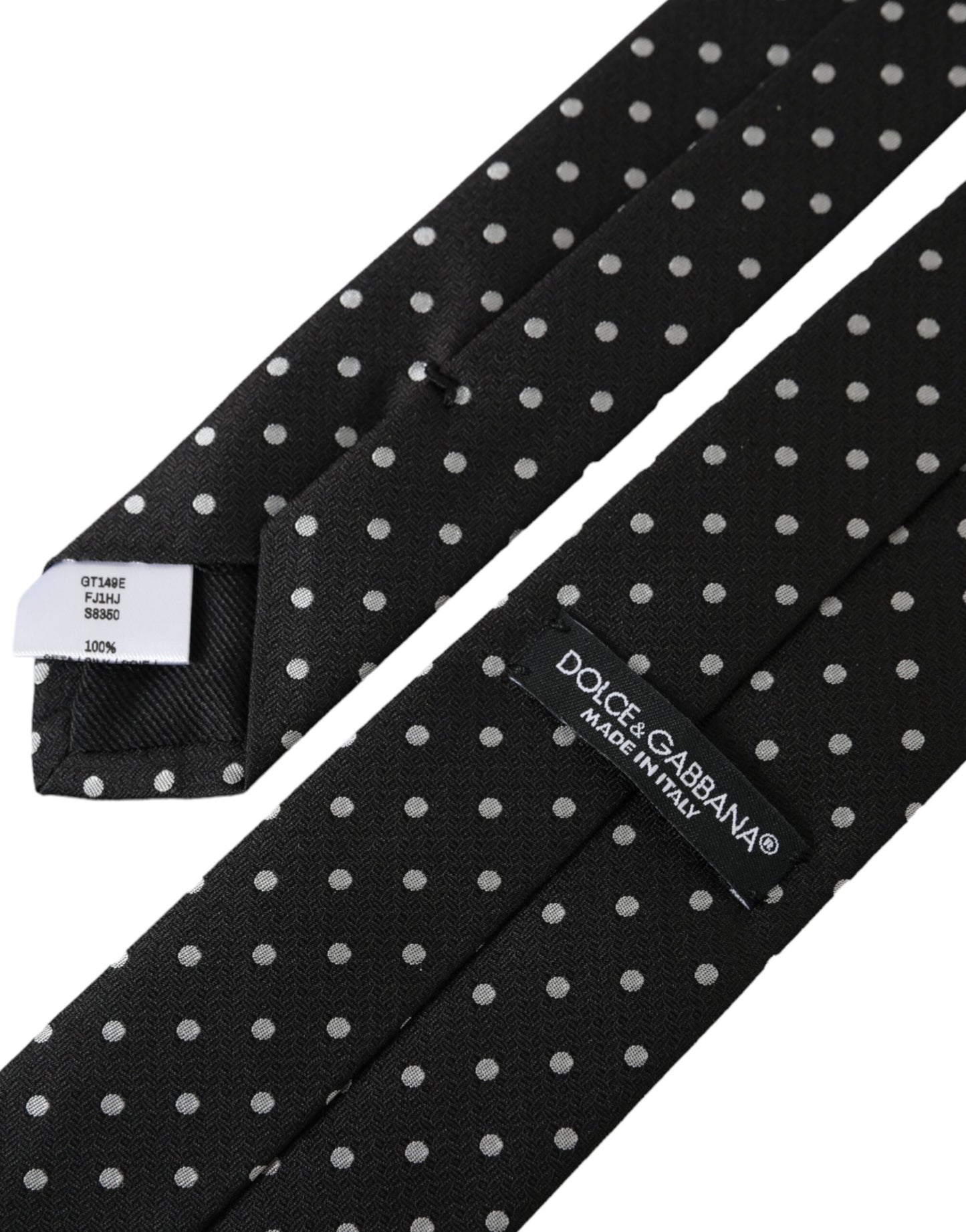 Dolce &amp; Gabbana Black White Polka Dots 100% Silke Necktie ansigtsmaske