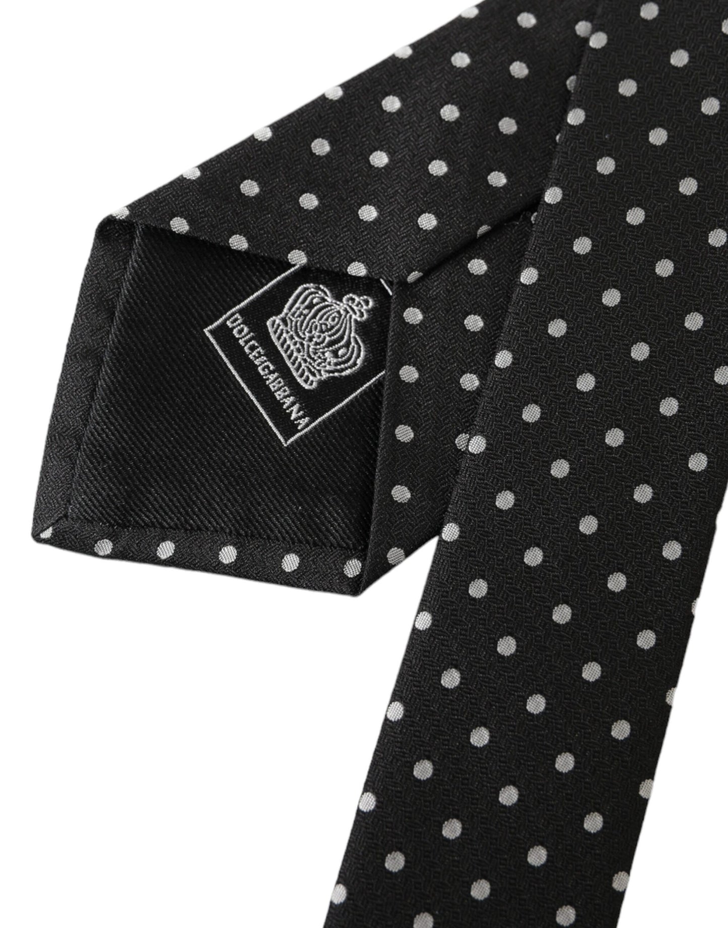 Dolce &amp; Gabbana Black White Polka Dots 100% Silke Necktie ansigtsmaske