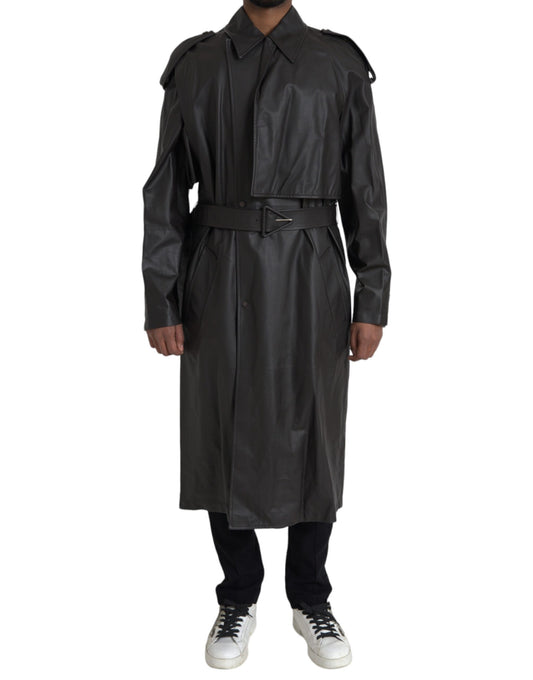 Bottega Veneta Black Matte Waterproof Leather Coat Jacket