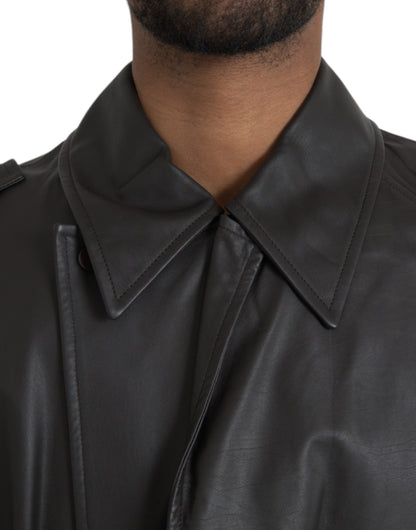 Bottega Veneta Sort Mat Vandtæt Læderjakke
