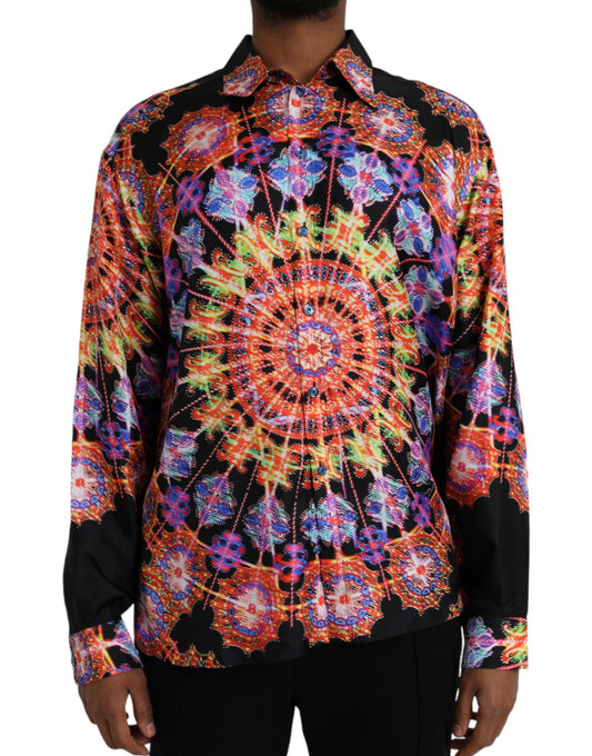 Dolce &amp; Gabbana Multicolor Luminarie Silk Herre Casual skjorte