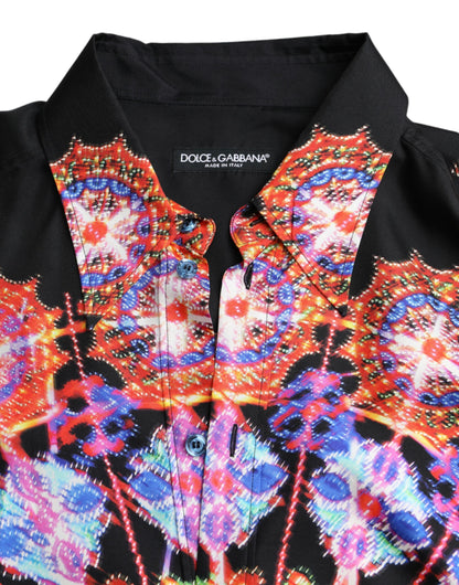 Dolce &amp; Gabbana Multicolor Luminarie Silk Herre Casual skjorte
