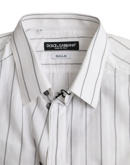 Dolce &amp; Gabbana Sort Hvid Stribet Festkjole GULD Skjorte