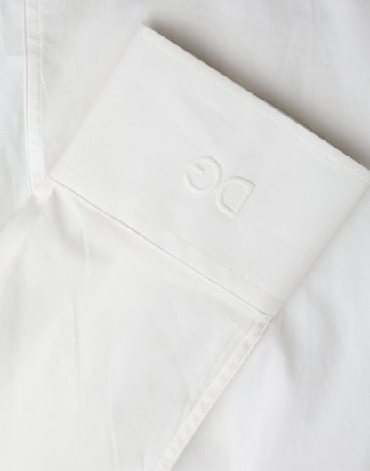 Dolce &amp; Gabbana Hvid Bomuldskjole Slim Fit GYLDET Skjorte