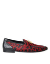 Dolce & Gabbana Rød Sort Leopard DG Loafers Formelle Mænd Sko