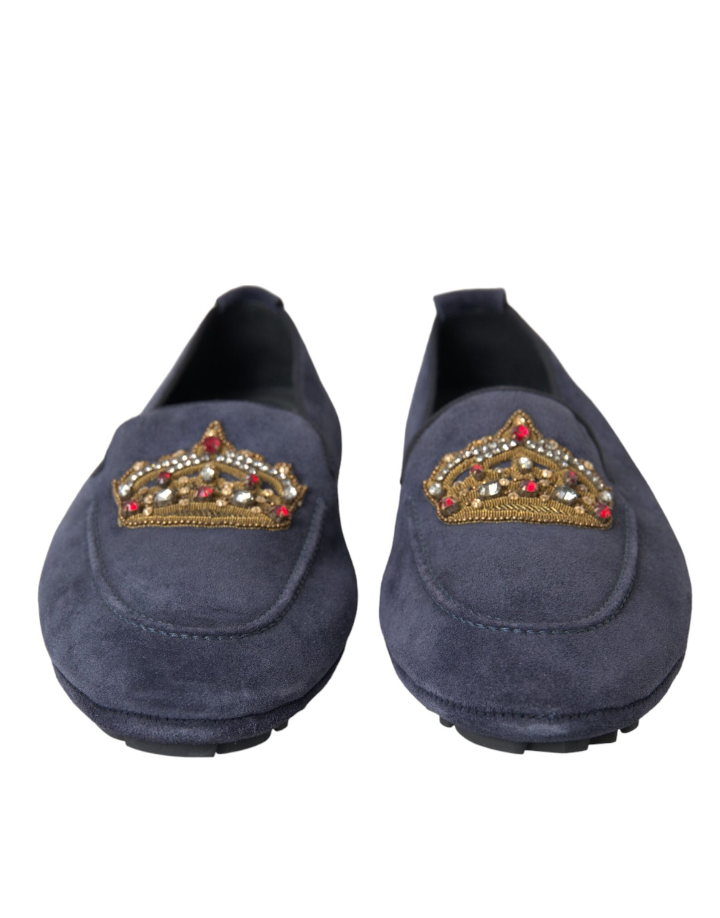 Dolce &amp; Gabbana blå læder ruskind Crystal Crown Loafers sko