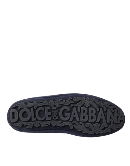 Dolce &amp; Gabbana blå læder ruskind Crystal Crown Loafers sko