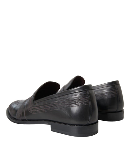 Dolce &amp; Gabbana sort brun læder loafer mænd kjole sko