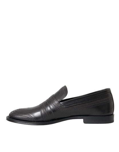 Dolce &amp; Gabbana sort brun læder loafer mænd kjole sko