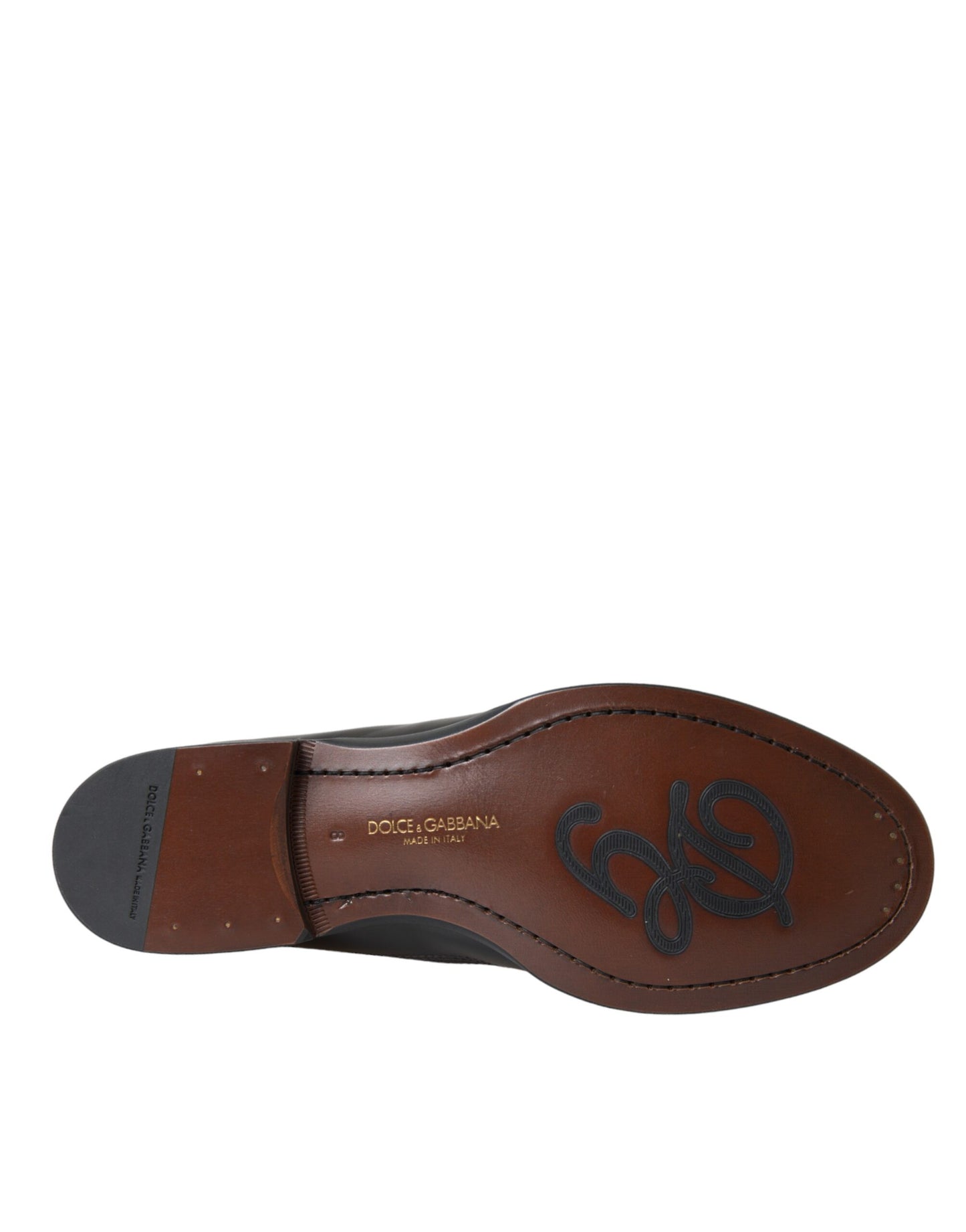 Dolce &amp; Gabbana sort brun læder loafer mænd kjole sko