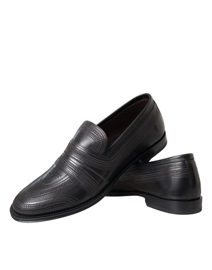 Dolce &amp; Gabbana sort brun læder loafer mænd kjole sko