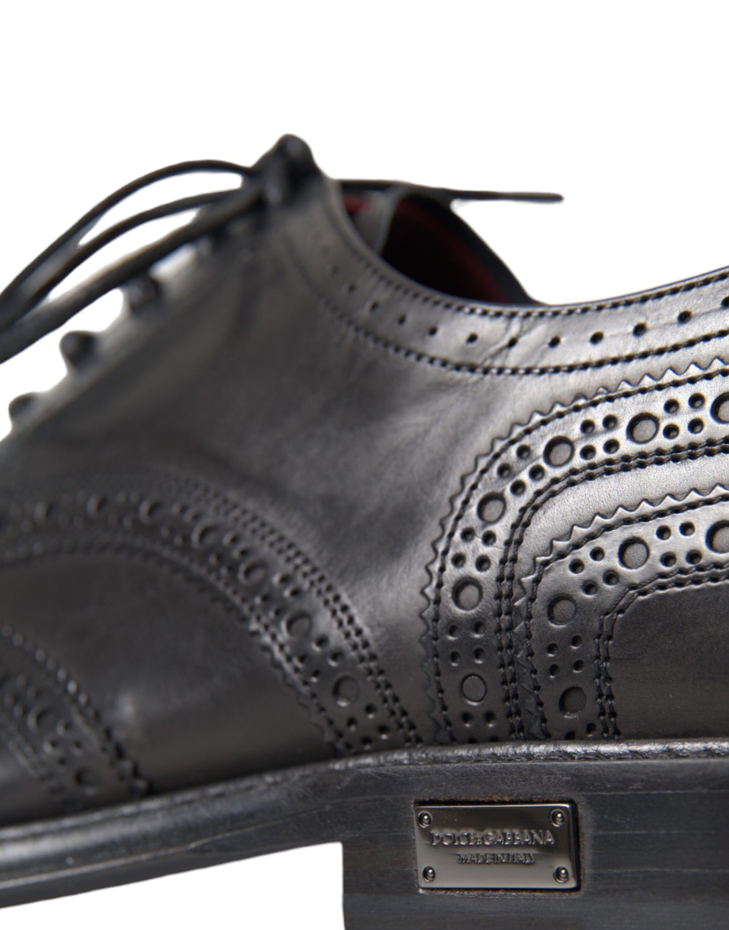 Dolce & Gabbana Black Leather Oxford Wingtip Formal Men Shoes