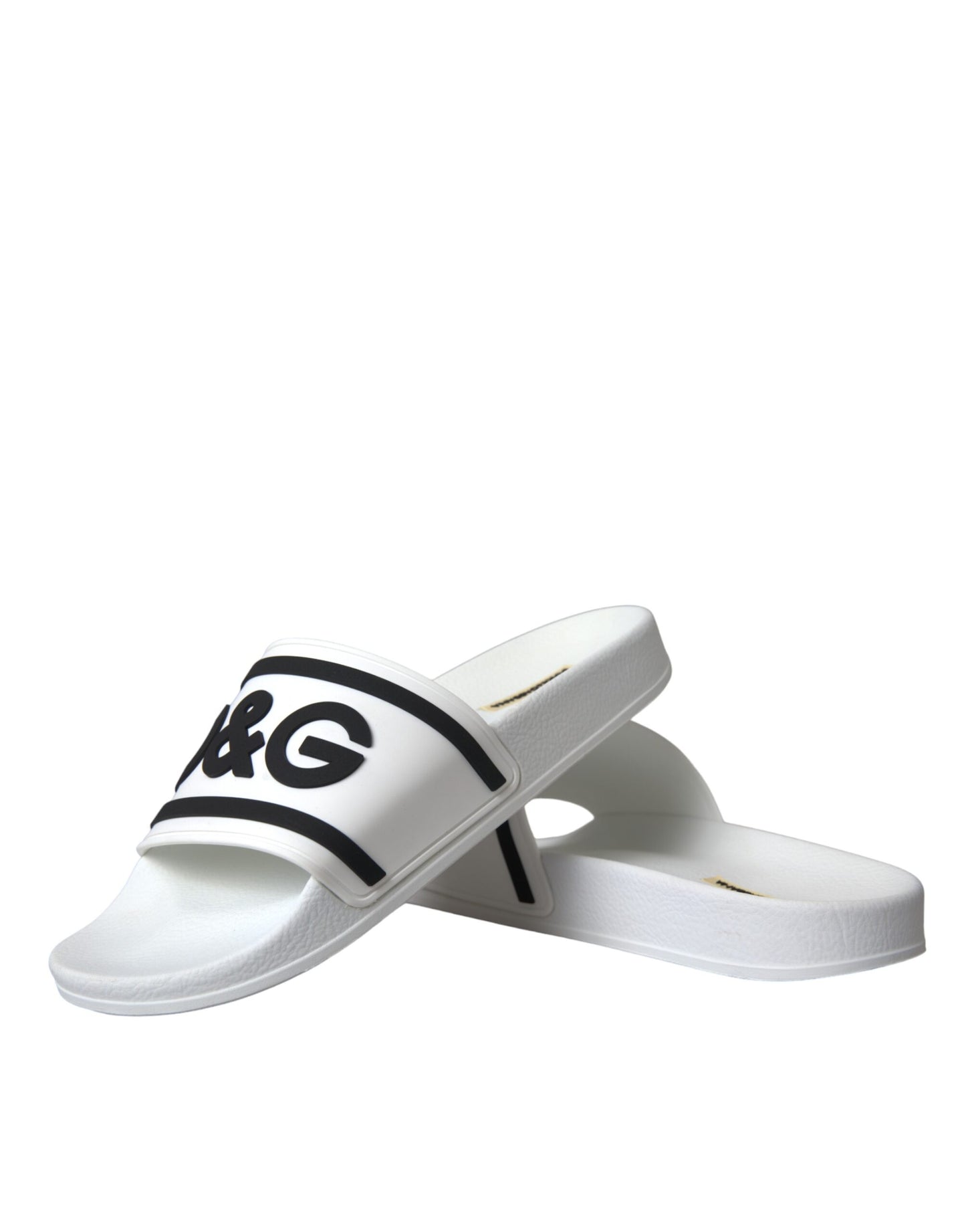 Dolce &amp; Gabbana Hvide Sorte Sandaler Gummi Beachwear Sko