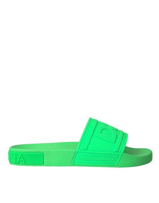 Dolce &amp; Gabbana Grønne Læder Slides Sandaler Beachwear Sko