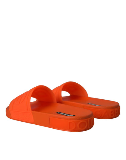 Dolce &amp; Gabbana Orange Rubber Slides Sandaler Strandtøjssko