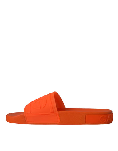 Dolce &amp; Gabbana Orange Rubber Slides Sandaler Strandtøjssko