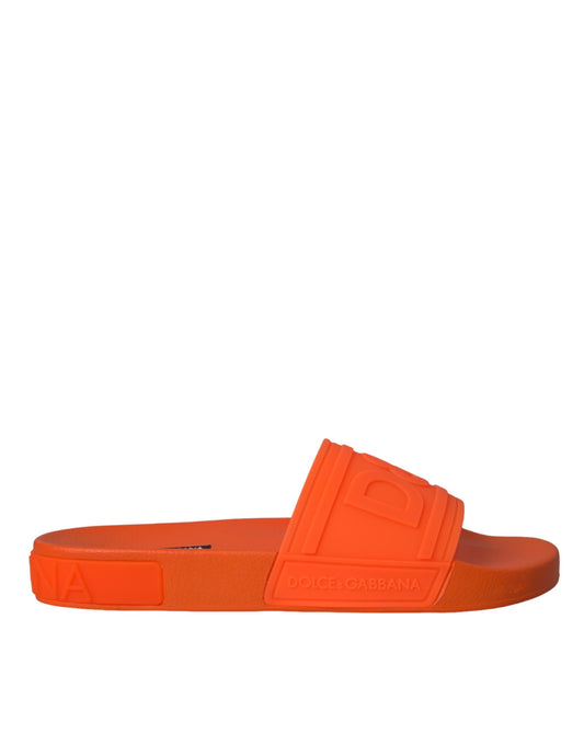 Dolce &amp; Gabbana Orange Rubber Slides Sandaler Strandtøjssko